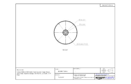 Sprocket de corrente de rolo Tsubaki 100btl60, fita única, design de angústia, bucha 3020 necessária, 60 dentes, 100