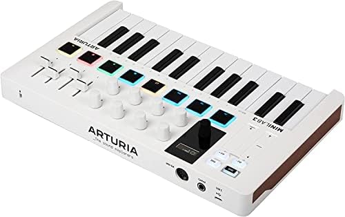 Arturia Minilab 3 Hybrid MIDI Teclado Pacote com fones de ouvido Samson SR350 Pro, Arturia USB Cable & Liquid Audio Polishing Cloth