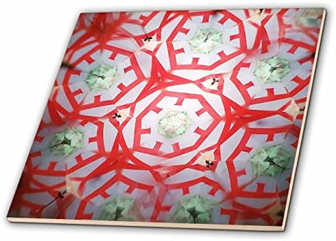 Imagem 3drose de verde vermelho e branco com mandala oriental - telhas