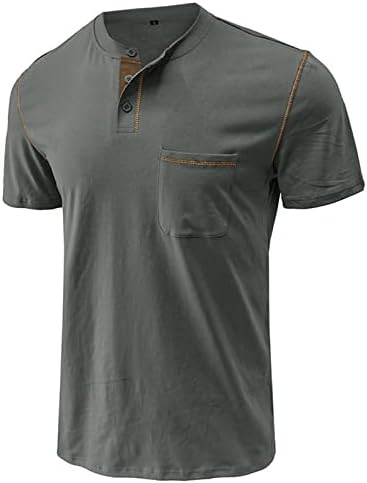Camisas de manga curta masculinas henley cor de cor sólida de cor normal algodão básico Tops confortáveis