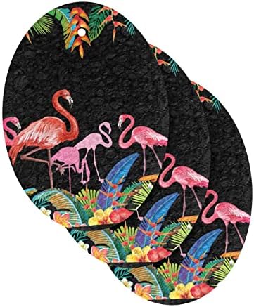 Flores de flamingo tropical Alaza e esponjas de cozinha de esponja natural da folha de palmeira para pratos para lavar o banheiro e a limpeza doméstica, não-arranhões e ecológicos, 3 pacote