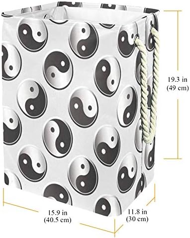 Indomer yin yang prata geométrica Branco Padrão 300D Oxford PVC Roupas à prova d'água cesto de roupa grande para cobertores