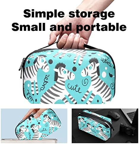 Bolsa de bolsas portáteis de organizador eletrônico Padrões de zebra Saco de armazenamento de cabo para discos rígidos, USB, cartão