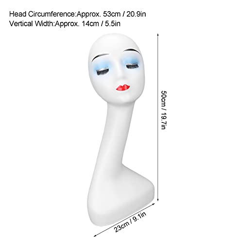 Cabeça feminina de manequim, modelo de cabeça feminina com base estável e orifícios de montagem Stand com pescoço comprido para Salon Shop Wig/Jóias/Maquiagem/Hat/Sunglass Display