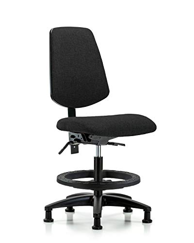 Labtech Seating LT42244 Cadeira de bancada média, tecido, base de nylon de fundo médio - anel de pé preto, desliza, azul