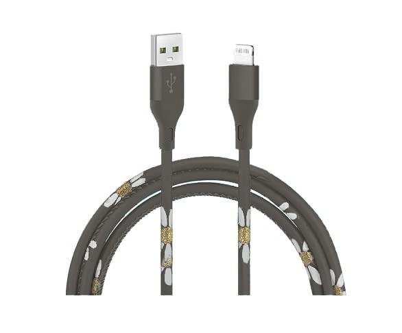 Gabba Goods 10ft Lightning Sync & Charge Cable- Carvão Girassol MFI Cabão USB Cabão USB Cabo de alta velocidade Dados Sincronizar