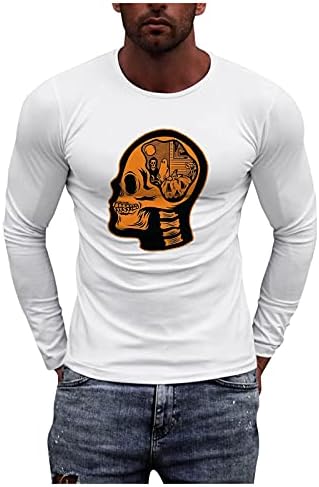 XXBr camisetas de manga longa para homens, o treino de músculos atléticos impressos de outono esportes de camisetas brancas