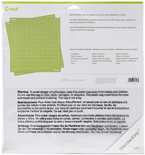 Cricut StandardGrip Machine Mats 12in x 12in, tapetes de corte reutilizáveis ​​para artesanato com filme protetor,