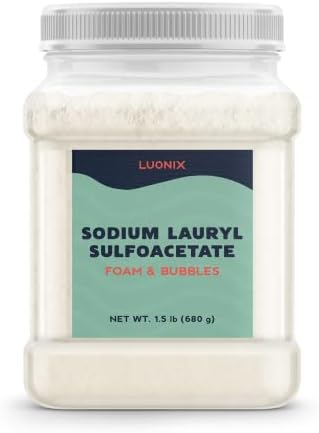 Luonix Sodium lauril Sulfoacetato 1,5 lb, espuma e bolhas, suave na pele