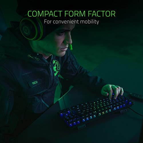 Razer Huntsman Tournament Edition TKL Tenkeyless Gaming Keyboard: Switches de teclado rápido - interruptores ópticos lineares - Iluminação Chroma RGB - PBT Keycaps - Memória a bordo - Classic Black