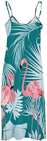 Baikutouan Flamingo Palm Monstera Maixi vestidos maxi espaguete com cinta de praia com mangas mangas