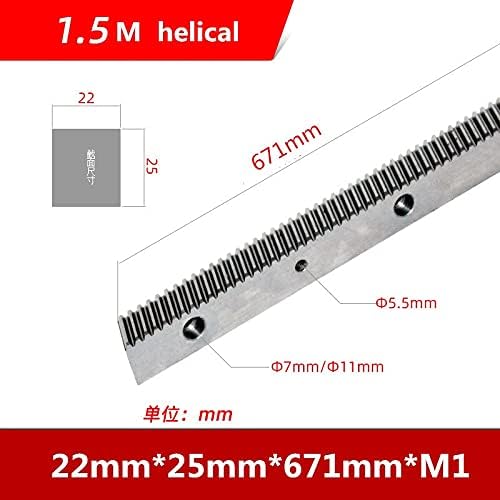 Vnoifde rack 1pc 1.5mod 1.5 módulo de alta precisão Rack de engrenagem helicoidal 20x20x960mm / 22x25x671mm engrenagens de pinhão