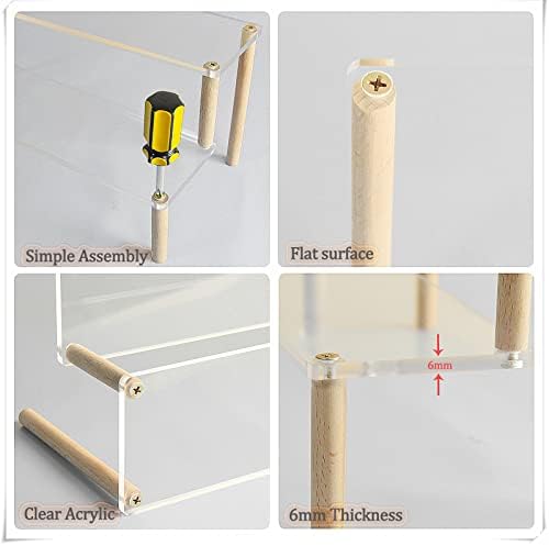 ADTDA CLEAR2 TIER ACRILICO RISER, suporte de cupcake, riser de exibição para figuras pop amiibo funko, tubo de madeira maciça,