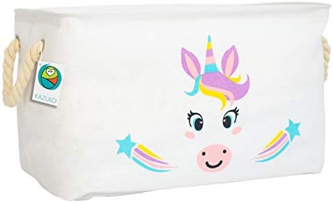 Kazulo Retângulo Unicorn Roupa, caixa de brinquedos infantis, caixa de brinquedos para meninas, lixo de armazenamento