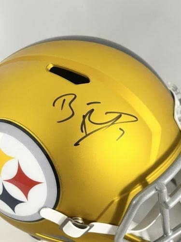 Steelers Ben Roethlisberger Hines Ward assinou fanáticos de capacete em tamanho grande - capacetes autografados da NFL