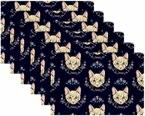 Gatos gatinhos fofos sketchTexture background gat Hand NOF CAT PADRÃO. Placemats 12 x 18 polegadas para decorações de férias