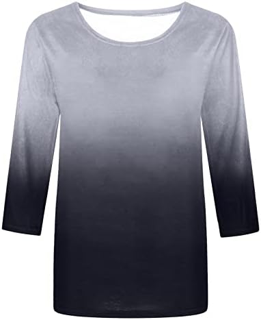 Camisas de verão para mulheres gradiente de moda Túnica redonda pescoço 3/4 mangas camisetas 2023 blusas casuais