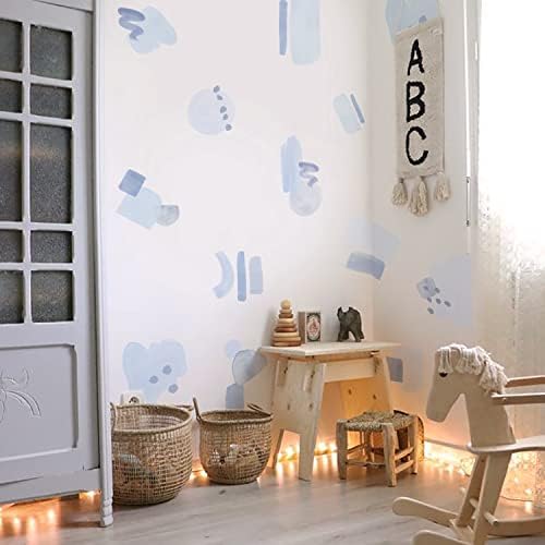 adesivos de parede de tecido Astrkiz, abstrato azul aquarela pincelados de decalques de parede descascam e grudam, adesivos