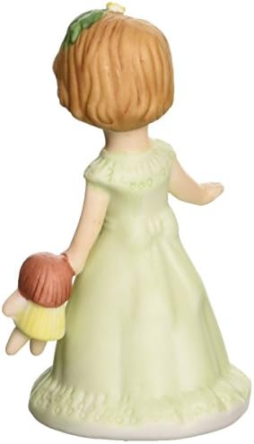 Enesco Growing Up Girls “Brunette Age 3” Fatueta de porcelana, 3,25 ”, Golden, Green