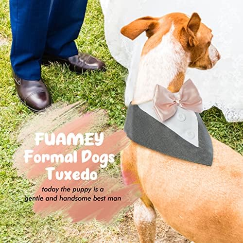 Tuxedo de cachorro Fuamey, colar de cachorro formal para cães com traje de aniversário de gravata borbole