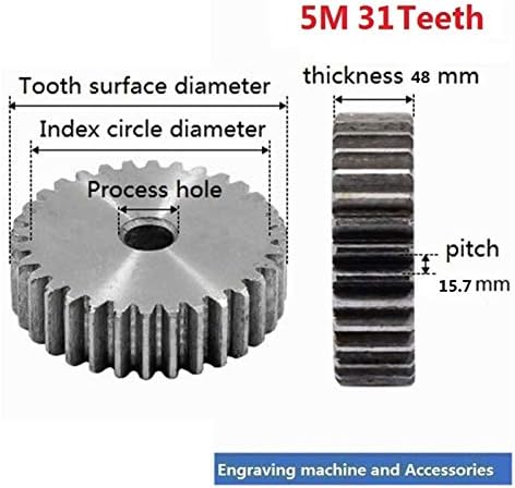 MKSIWSA Indústria 5m 31 dentes Spur rack pinhão 56t Mod 2,5m engrenagens de aço para transmissão CNC