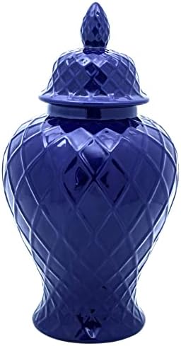 19.5 Diamond Pattern Blue Deep Blue Temple Jar