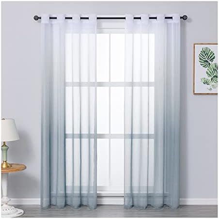 Cortina de Voile Daesar 2 painéis Conjunto, cortinas de quarto Blackout ilhas poliéster gradiente cinza cor cortinas de sala de estar escurecendo 34 W x 84 l