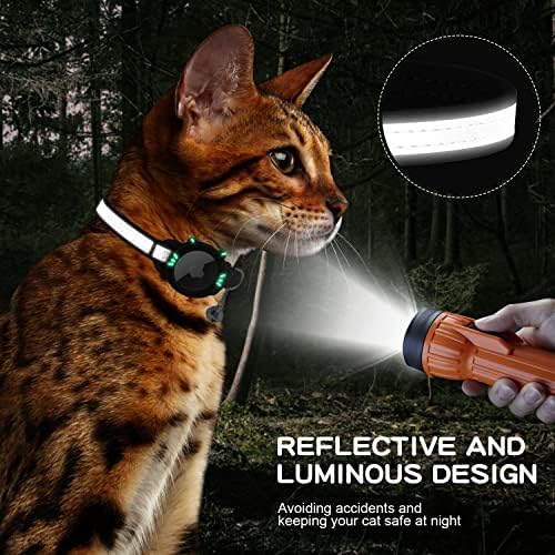 Luminous Airtag Cat Collar Breakaway, GPS GPS Reflexivo Cole com Apple Air Tag Titular, colares de rastreador de gatos