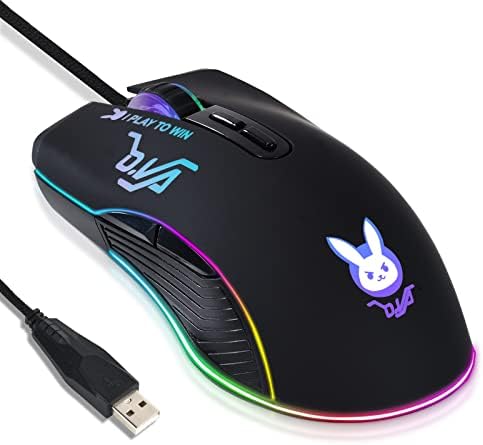 Mouse de jogos GRESHARE, 12 CORES BACKLIT OPTICO GAME ERGONOMIC USB com fio com 7200 DPI e 7 botões para computador/win/mac/linux/andriod/iOS.