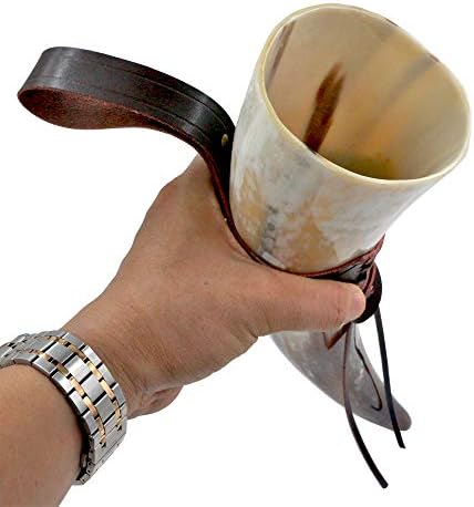 Honglays Viking Horn Canecas Home-Home Home Real Viking bebendo Horn com tiras de couro Goblete de cerveja Rasos de copo