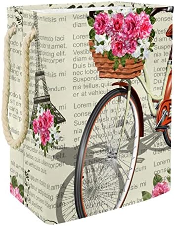 Indicatria vintage Paris Eiffel Tower Bicycle Lavanderia cesto de roupas prejudiciais à prova d'am
