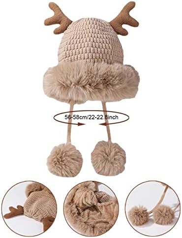 ANLAEY KNITT HAT ELK FEENIE WINTER WAX Skull Caps com pom pom para mulheres meninas