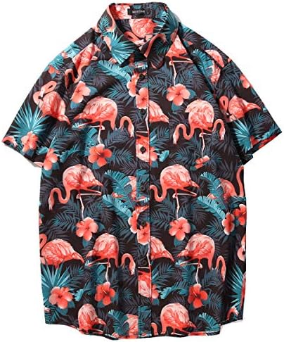Menção casual masculina de McDar Men Ternos de camisa havaiana Fit Beach Floral 2 peças Roupas de férias conjuntos