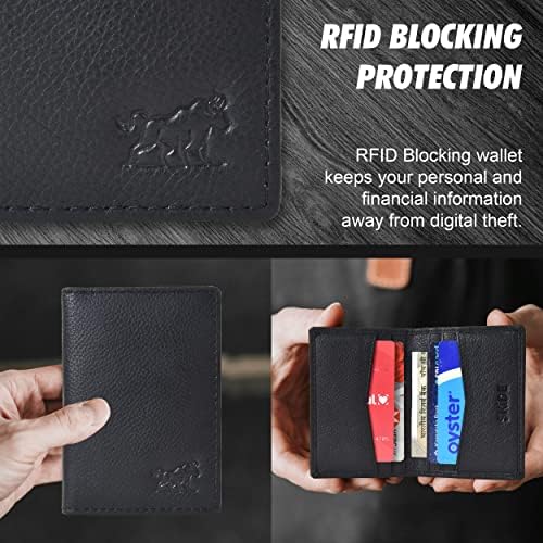 Skide pequena carteira para homens e mulheres | Carteira minimalista e carteira do titular do cartão | Carteiras finas para homens e magros Bifold RFID Bloqueio Carteira | Carteira de bolso dianteiro