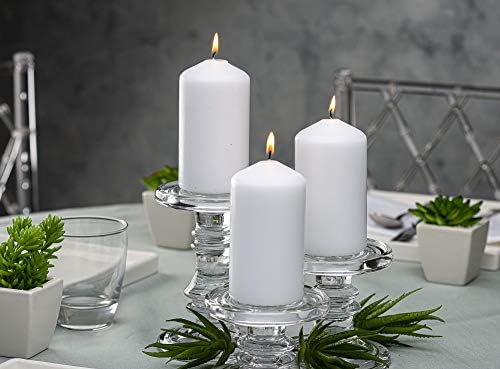 Bolsius White Pillar Velas - 2x6 Conjunto de vela sem perfume de 20 - Velas para jantares sem fumaça, sem fuma