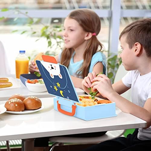 Caixas de bento de urso polar suabo para adultos/crianças lancheira à prova de vazamentos recipientes de almoço azul para trabalho/escola/piquenique