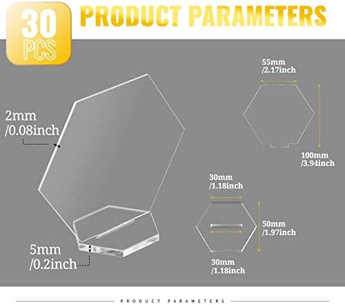 Showgeous 30 PCs Números de mesa de casamento acrílico com suportes hexagon clear acrílico sinais de tabela de tabela para recepção de casamento