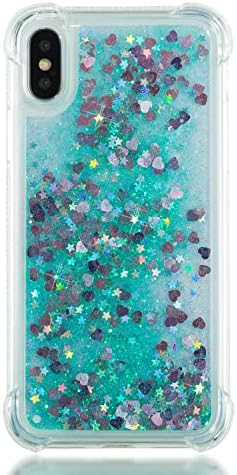 Capa de capa de telefone com estojo de glitter compatível com iPhone X/XS Case compatível com garotas meninas brilho feminino líquido