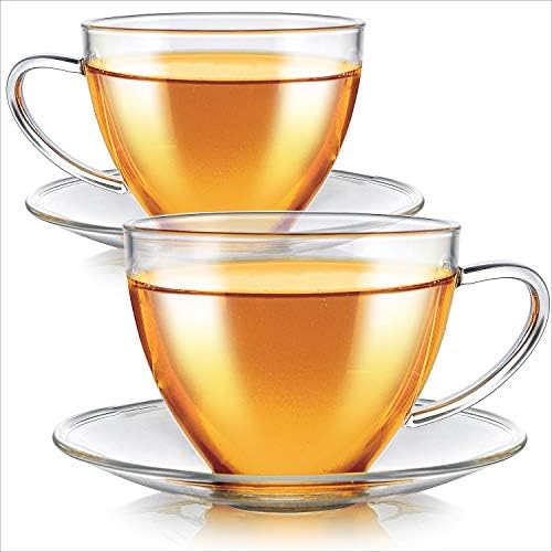 TEABOLOOM TREACUPE REAL E SOUBER DE 2 PACO-Tamanho médio da xícara de chá-Capacidade de 8 oz/ 240 ml-Design clássico cristalino-vidro