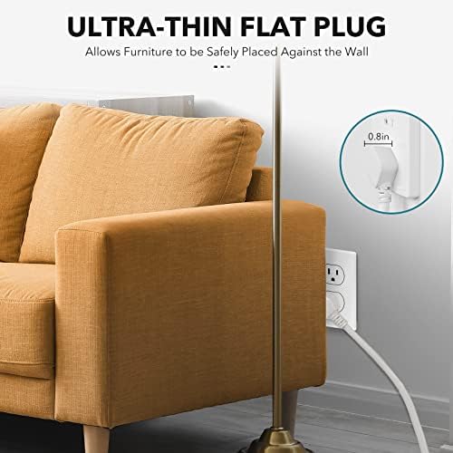 Faixa de alimentação de 2 outlet de energia transparente com 3 portas USB, plugue plano, cabo de extensão de 6 pés, estação de carregamento de desktop com USB C, protetor de não surto para navio de cruzeiro, branco, DC3S-1102-DC