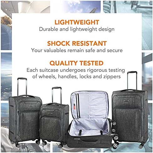 Cantor Ultra Lightweight Softside bagagem com rodas giratórias, conjunto de 3, mala expansível com alça retrátil e