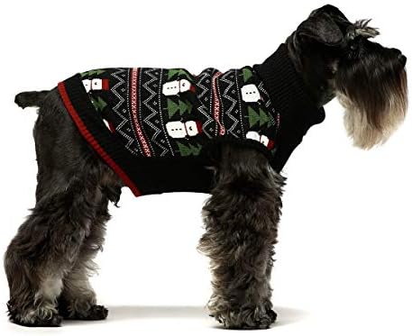Camisinho de gola fitwarm de gola alta de Natal Pet Papai Noel Dog Knitwear Puppy Pullover Black Small