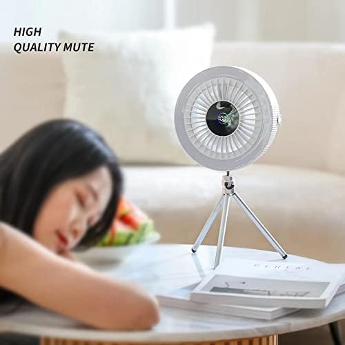 Scdcww portátil Recarregável Fan Fan Standing com lâmpada LED para sala de casa pendurando o ventilador de refrigerador de