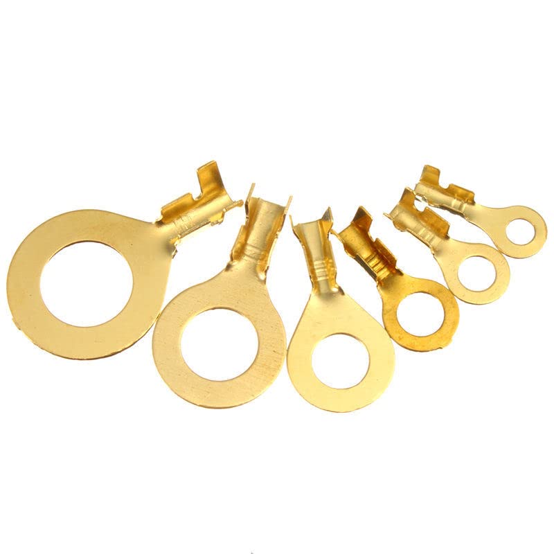 150pcs Gold Isolled Crimp Ring Terminals Conectores de fio Seis tamanhos Kit de fio conector de fio M3-M10