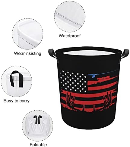 Caça à caça de pesca American Flag Bandry Cesto de cesta de armazenamento dobrável Bin cestas de roupas de bolsa para dormitório