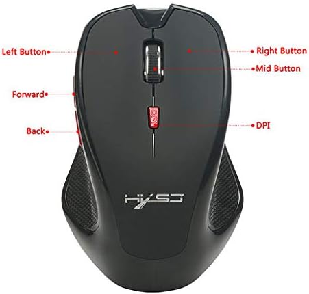 Lianxiao - mouse sem fio, 2,4 GHz sem fio Bluetooth3.0 Mouse de jogo 2400dpi Camundongos ópticos ergonomia com receptor Nano USB, 6 botões, 4 níveis de dpi, ideal para notebook, PC, laptop, computador, Mac, Ect