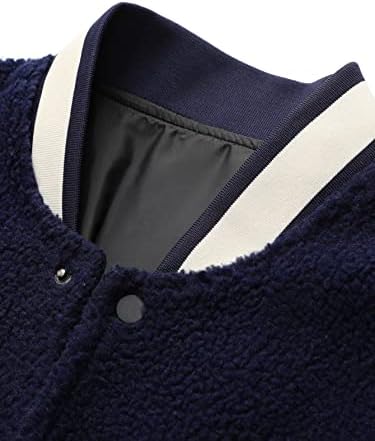 Jaqueta de jaqueta masculina de XinBalove para homens, letra de letra de colorblock bloqueio de pelúcia de pelúcia sem capuz