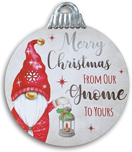 Gnome Christmas Ornament Shaped Sign com sotaque de papel alumínio - 10 polegadas de diâmetro)