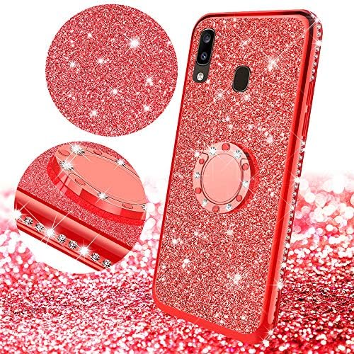 Isadenser para Samsung A20 Case Galaxy A30 Case Ultra-Slim Glitter Bling Diamante