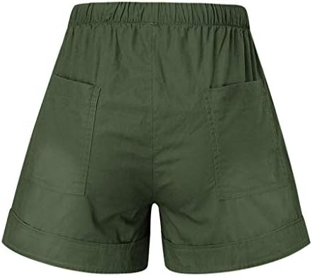 Ausyst shorts para mulheres confortáveis ​​cintura elástica de cordão sólido emeduidade em splice de verão casual perna larga